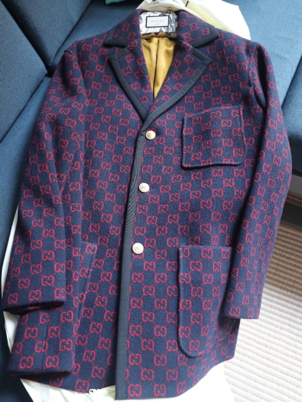 Gucci Logo-Jacquard Wool-Blend Coat